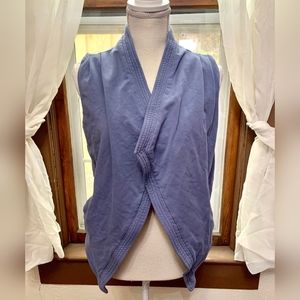 Open Front Blue Sleeveless Top